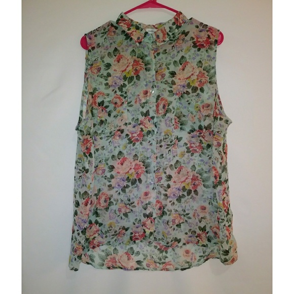 Ambiance Tops - Boho Floral Button Down Shirt (3X) EUC 2/$15